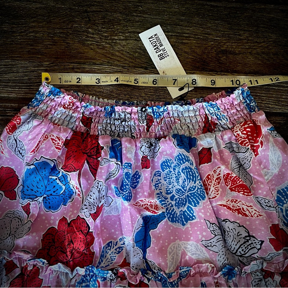 BB Dakota by Steve Madden pink & blue floral ruffled skirt S - Picture 4 of 7